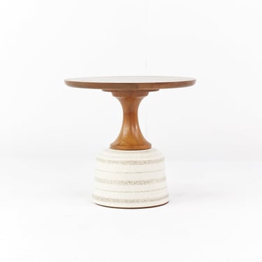 John Van Koert for Drexel Mid Century Walnut and Ceramic Pottery Side Table - mcm 