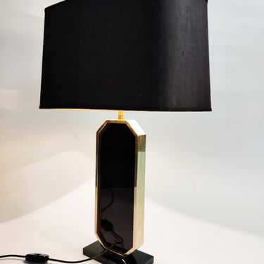 Georges Mathias brass etched table lamp, 1970s - 23kt gold table lamp - hollywood regency table lamp - vintage golden table lamp 