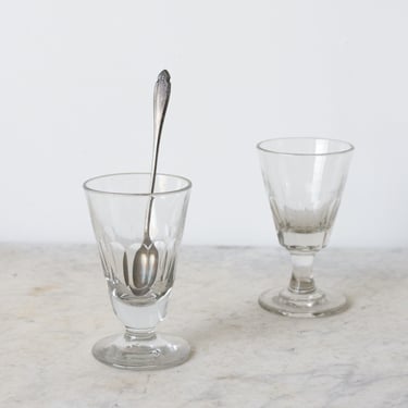 Eclectic Pair of Absinthe Glasses with French Teaspoon