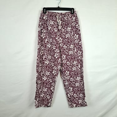 Vintage 90s / Y2K High Rise GAP Purple Tropical Drawstring Capri Pants 