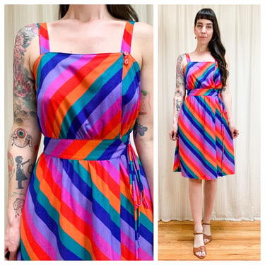 70s rainbow midi dress 