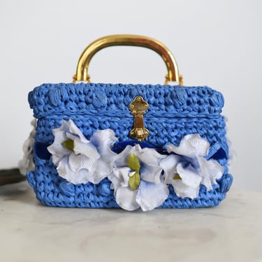 1950s Blue Winklemans Flower Purse 