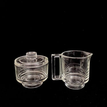Vintage Mid Century Modern 1960s 1970s Glass Creamer and Sugar Bowl Set Joe Colombo Modernist Minimalist Design ITALY 