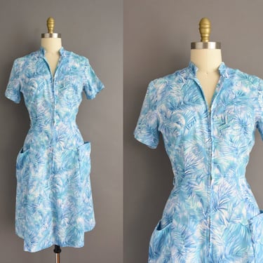 vintage 1950s cotton shirt dress | Medium 