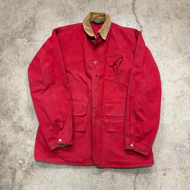 Vintage 1990s Polo Ralph Lauren Heavy-Weight Red Hunting Jacket Coat Sz Medium Made in USA 