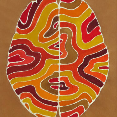 Autumn Paths Brain -  original watercolor painting - neuroscience art 