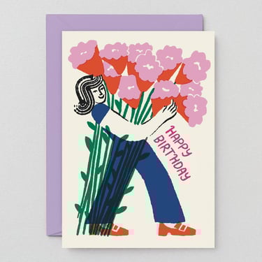 Happy Birthday Flower Bouquet Greetings Card
