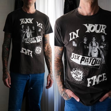 Vintage 90s Sex Pistols Cash From Chaos Single Stitch Portrait Tee Shirt | Made in USA | AUTHENTIC | 1990s Punk Band, Grunge Era T-Shirt 