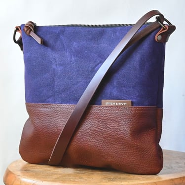 Grape Purple Waxed Canvas and Leather Day Bag