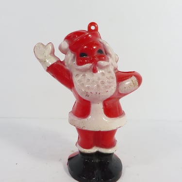 Vintage Mid Century 50’s Hard Plastic Christmas Rosen Robro Santa on Green Wagon Candy Holder 