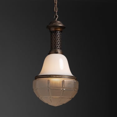 Etched Glass & Brass Pendant