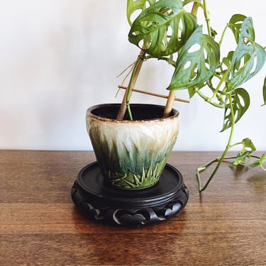 Vintage Hong Kong Carved Wooden Plant Stand 