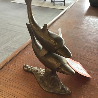 Double Dolphin Brass Sculpture (Seattle)