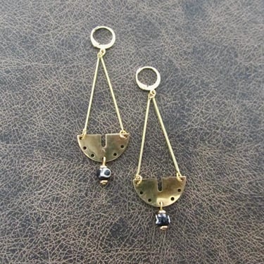 Mid century modern gold dangle earrings 
