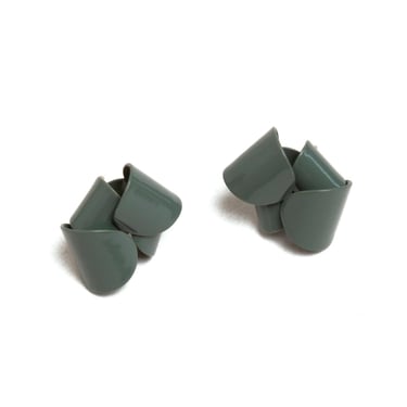 Small Asymmetrical Folded Studs - Evergreen