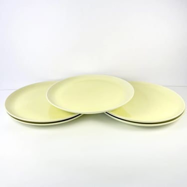 5 Mid Century Vintage Russel Wright Oneida CHARTREUSE Dinner Plates 11.5 Yellow