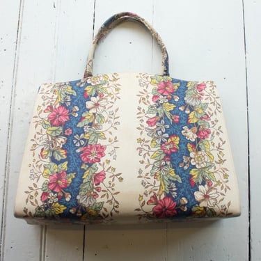 1960s Margaret Smith Floral Cotton Tote 