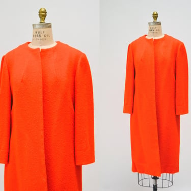 60s 70s Vintage Orange Wool Jacket Size Small Medium// Vintage Wool Jacket Coat Orange by JH Cousin Delray Designer Wool Jacket for Fall 