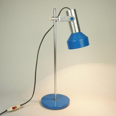 Modern Mid Century Desk Lamp AKA Germany, Space Age desk lamp , modernist desk blue lamp, Vintage Adjustable Table Lamp, Office Lamp 1970s, 