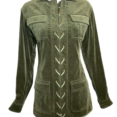 Yves Saint Laurent F/W '04 Tom Ford era Green Velveteen Safari Jacket