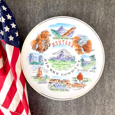 Montana Big Sky Country souvenir state plate - 1960s vintage 