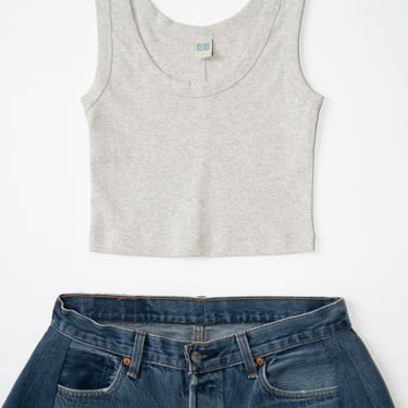 Hillie Crop Tank in Heather Grey