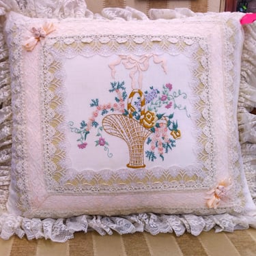 VINTAGE Shabby Chic Pillow, Victorian Decorative Pillow, Home Decor 