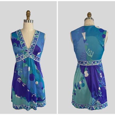 EMILIO PUCCI for Formfit Rogers Peignoir Nightie | 1960's Psychedelic Print Dress | Size Small 