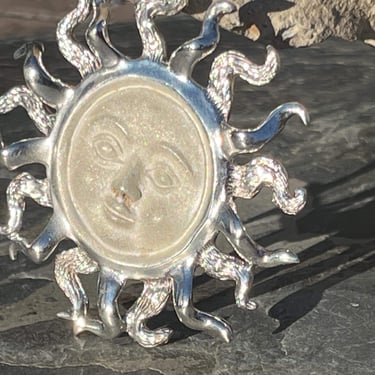 D'Molina ~ Vintage Mexico Sterling Silver Large Celestial Sun Pendant / Pin / Brooch with Rays 