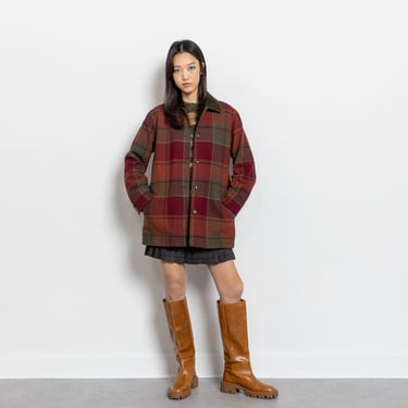 PLAID WOOL SHIRT Jacket Vintage Corduroy Zip Up Collared Fall Colors Women / Small Medium 