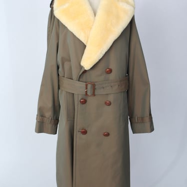 Shearling Lapel Trench Coat