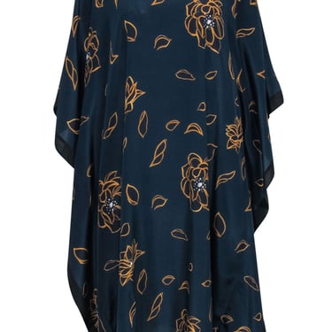 Billy Reid - Navy & Gold Floral Print Caftan Dress Sz M/L
