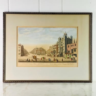 Antique 1753 Hand Coloured Engraving, A View of St. James's Palace Pall Mall, by Thomas Bowles, Large Matted Framed vintage home decor, gift 