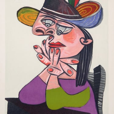 Buste de Femme Assise - Les Mains Sous le Menton, Pablo Picasso (After), Marina Picasso Estate Lithograph Collection 