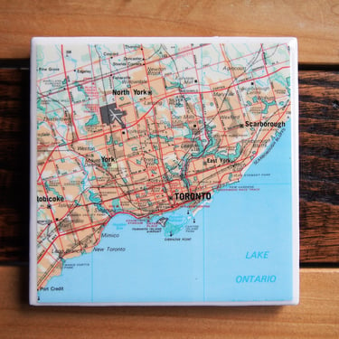 1979 Toronto Canada Map Coaster. Canada Gift. Toronto Map. Vintage Travel Gift. Canadian Decor. Vintage City Map Coasters. Lake Ontario. 