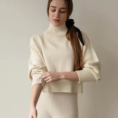 Crop Turtleneck in Ivory - First Rite