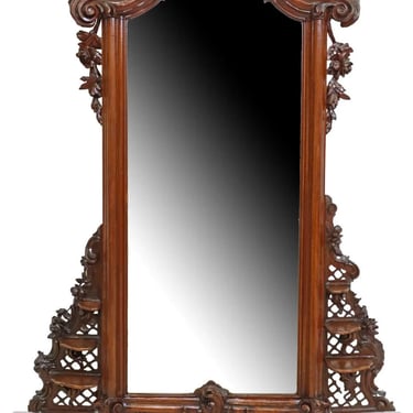 Antique Jardinere, Italian Louis XV Style Walnut, Mirrored, Carved, Large, 1800s
