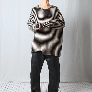 Oversized Striped Alpaca Knit Pullover