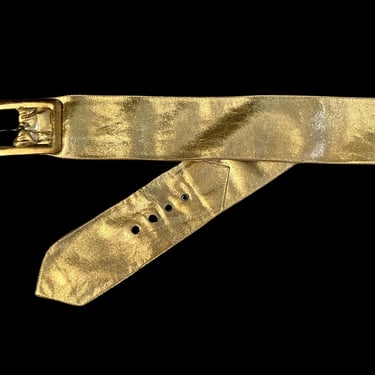 1950s / 1960s Gold Lame Womens Wide Belt - Gold Lame Belt - Vintage Gold Cocktail Belt - Vintage Wide Belt - Gold Belt |  27 - 29 inch waist 