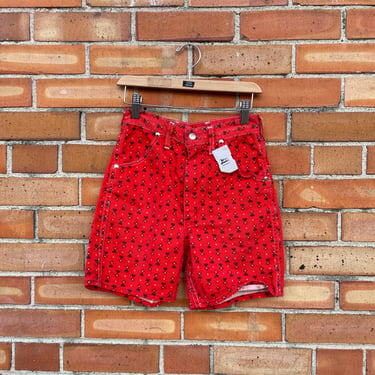 vintage 70s kids red floral wrangler shorts / kids 12 