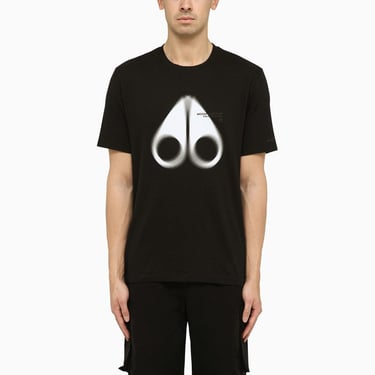 Moose Knuckles Black Cotton T-Shirt With Logo Print Men