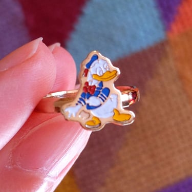 Cute Donald Duck Novelty Vintage 70s 80s Gold Ring 