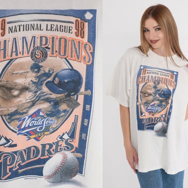 San Diego Padres Shirt 1998 World Series T-Shirt Starter Baseball T Shirt MLB Sports TShirt  Graphic Tee Single Stitch Vintage 1990s Large L 