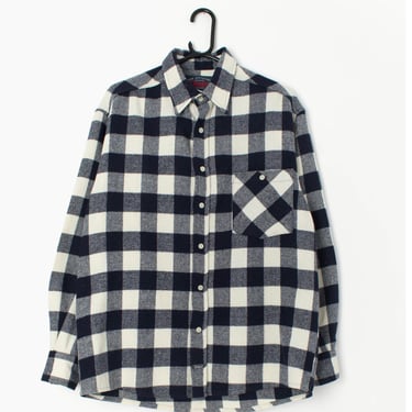 Vintage check flannel shirt in blue and white - Medium 