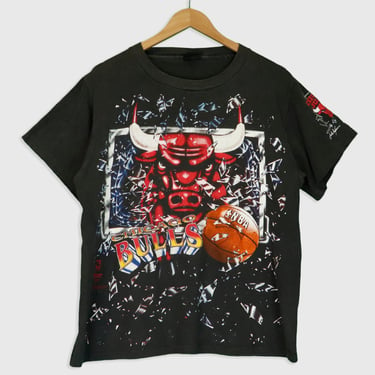Vintage NBA Chicago Bulls Shattered Glass T Shirt Sz L