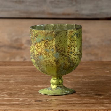 Antique Olive Designed Chalice, neutral home decor, grandmillennials, old new decor, Parisian decor, bookshelf vase, botanical vase 