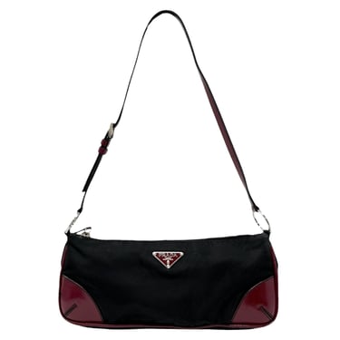 Prada Black + Red Nylon Shoulder Bag