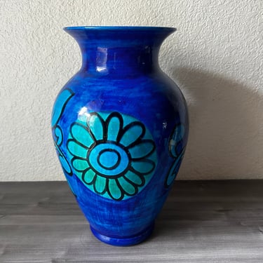 Vintage Large Raymor Mario Bellini Vase Floral Mid Century Modern Bitossi Rimini Blue 