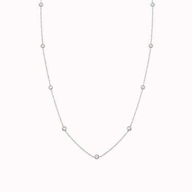 White Gold Bezel Diamond By The Yard Necklace