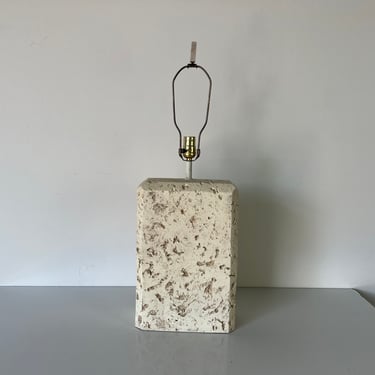 80's Postmodern Faux Coral Stone Geometric Plaster Table Lamp 